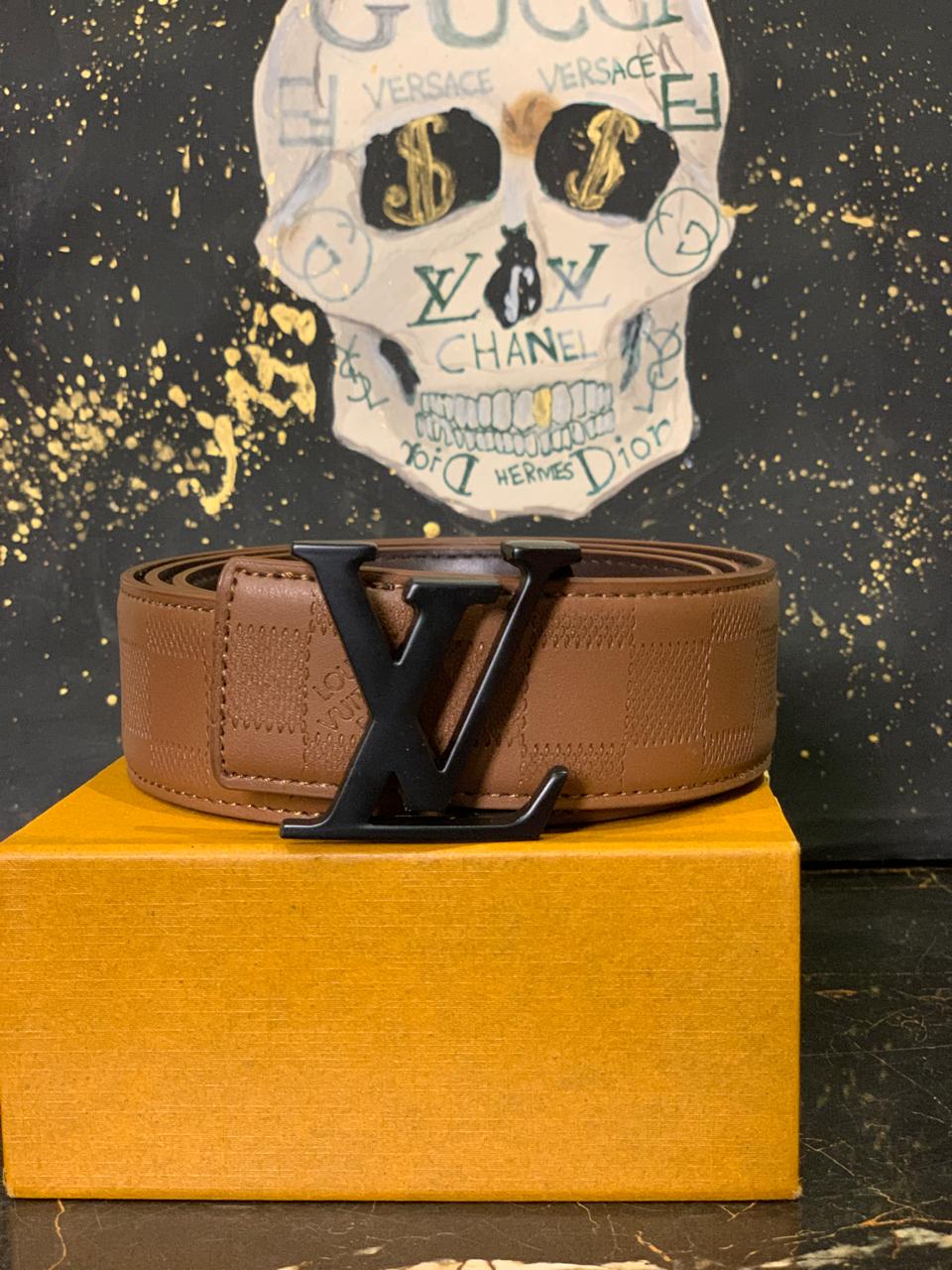 Louis V Brown Leather Belt Black Buckle - Image 3