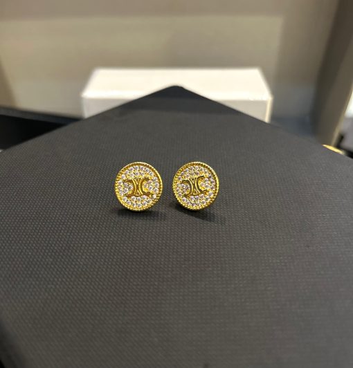 Celine Logo Gold Earrings - Image 2