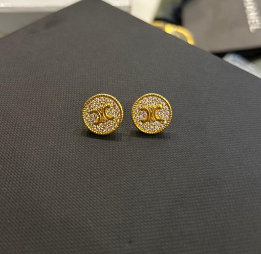 Celine Logo Gold Earrings