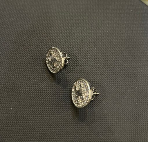 Celine Logo Silver Earrings - Image 2