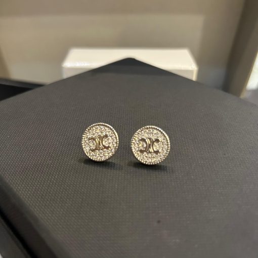 Celine Logo Silver Earrings