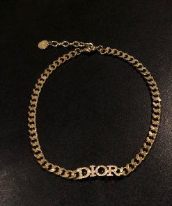 DR Crystal Logo Chain Necklace