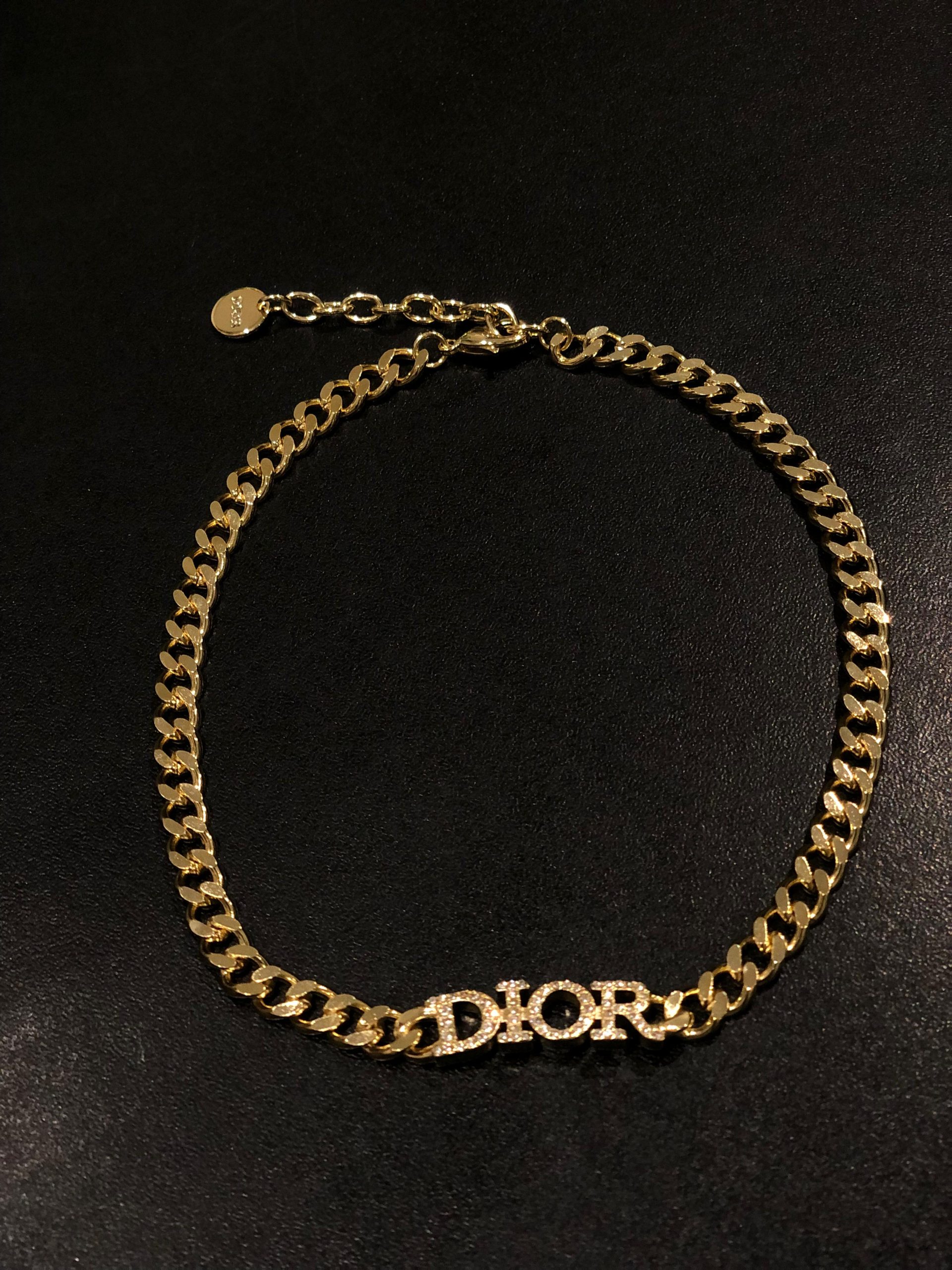 DR Crystal Logo Chain Necklace