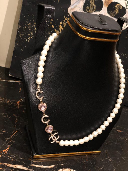 Chanel Heart Pearl Necklace - Image 2