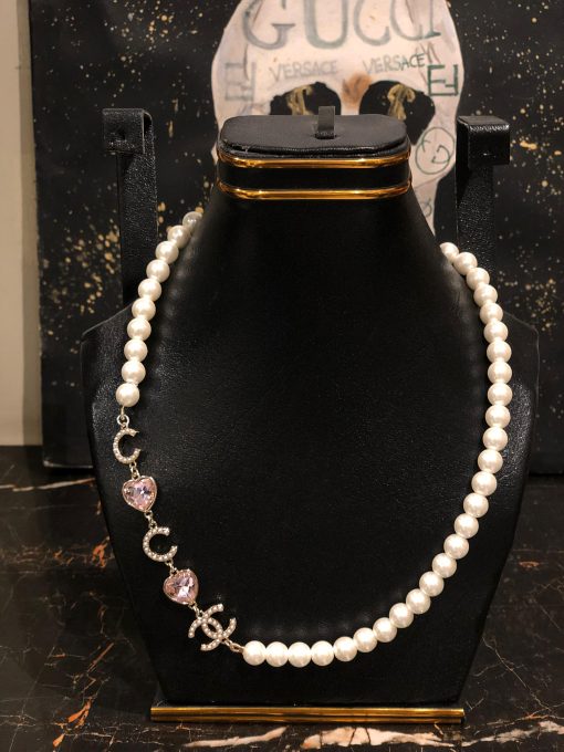 Chanel Heart Pearl Necklace