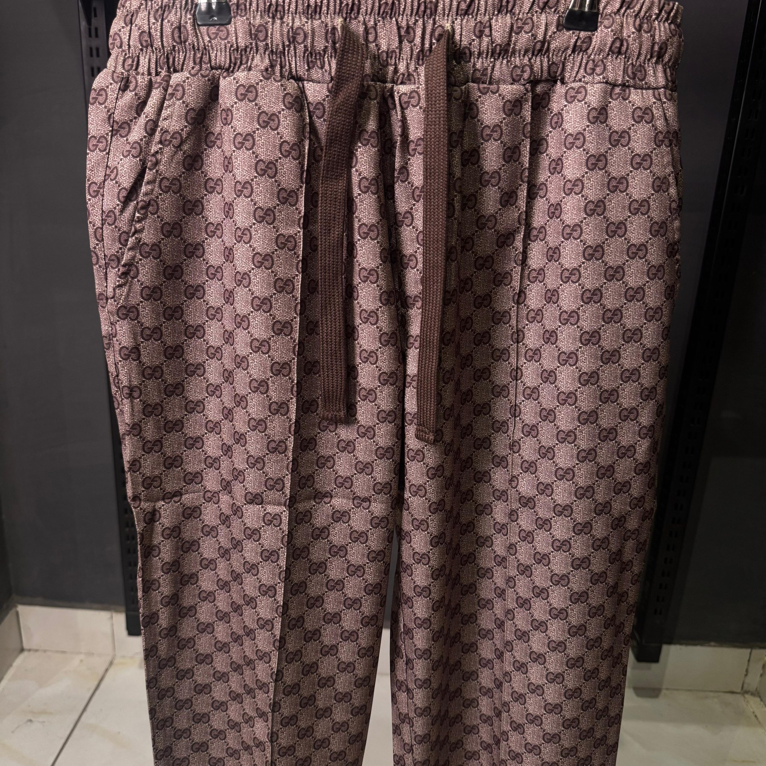 GC Monogram Cotton Track Pants Brown - Image 2