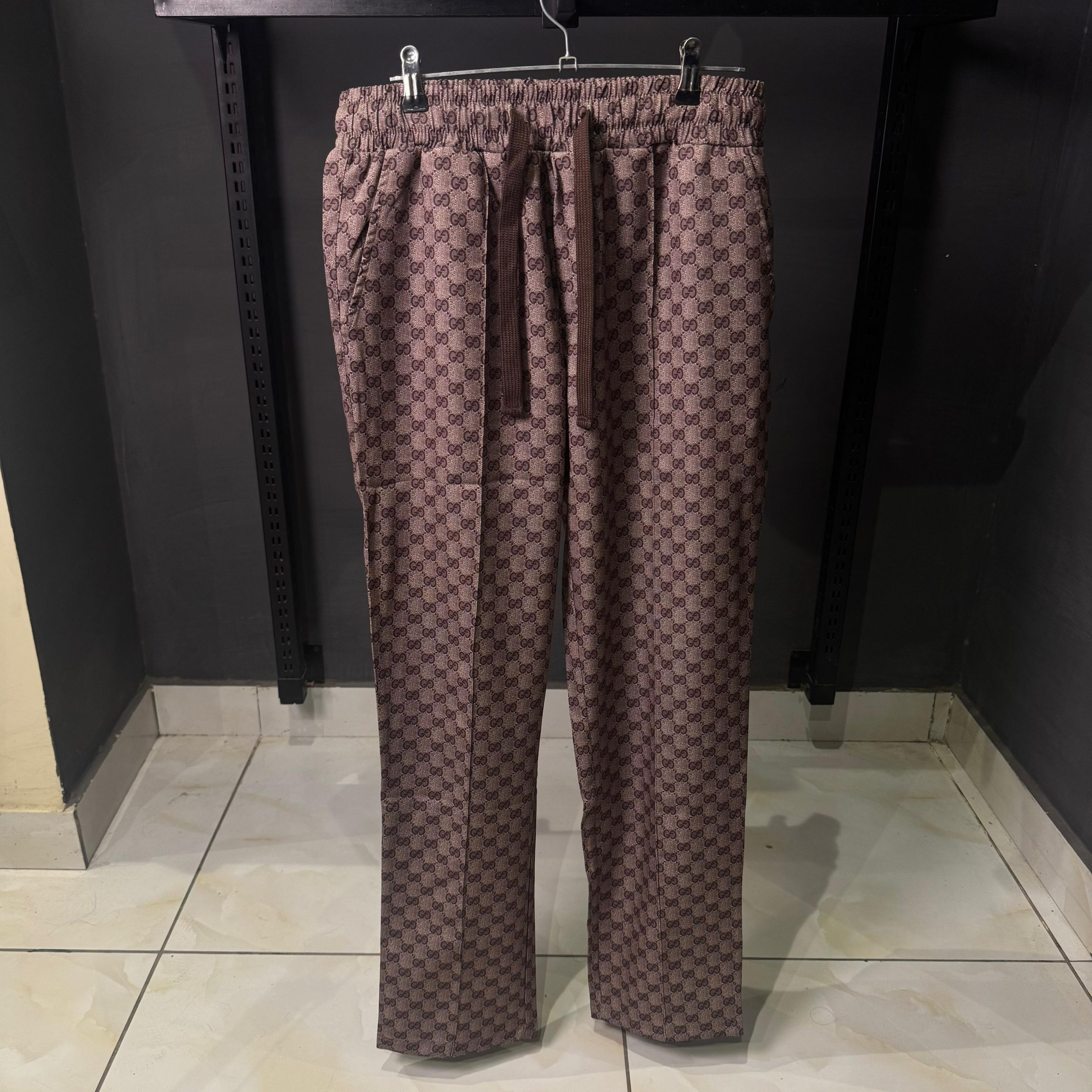 GC Monogram Cotton Track Pants Brown