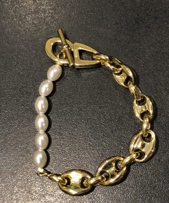 DR Pearl and Chain Link Bracelet