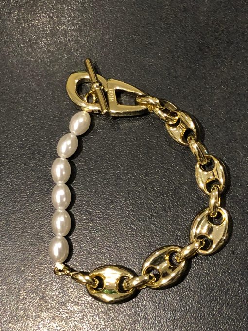 DR Pearl and Chain Link Bracelet