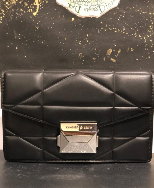 Charles and Keith Quilted Push Lock Clutch Bag