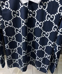 Alternative view of GC Navy Blue Monogram Long Sleeve Polo Shirt