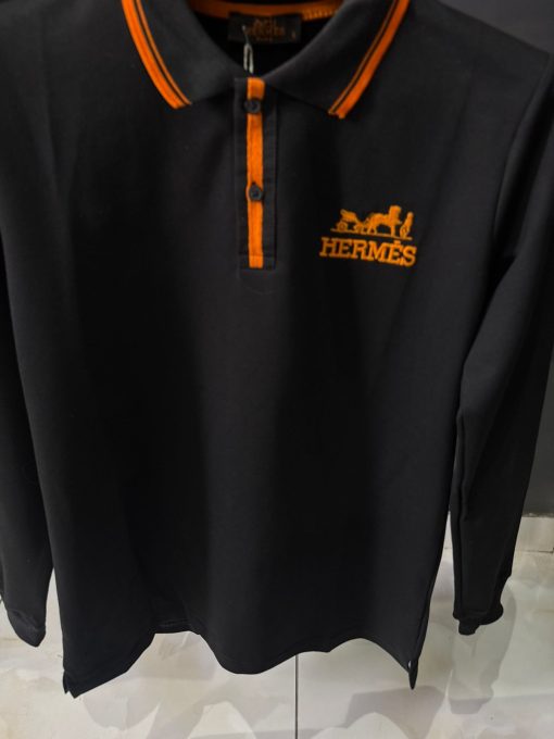 HRM Black Long Sleeve Polo Shirt - Image 2