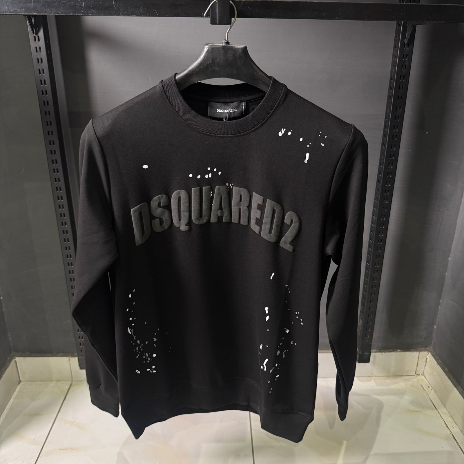DSQ2 Black Logo Paint Splatter Sweatshirt