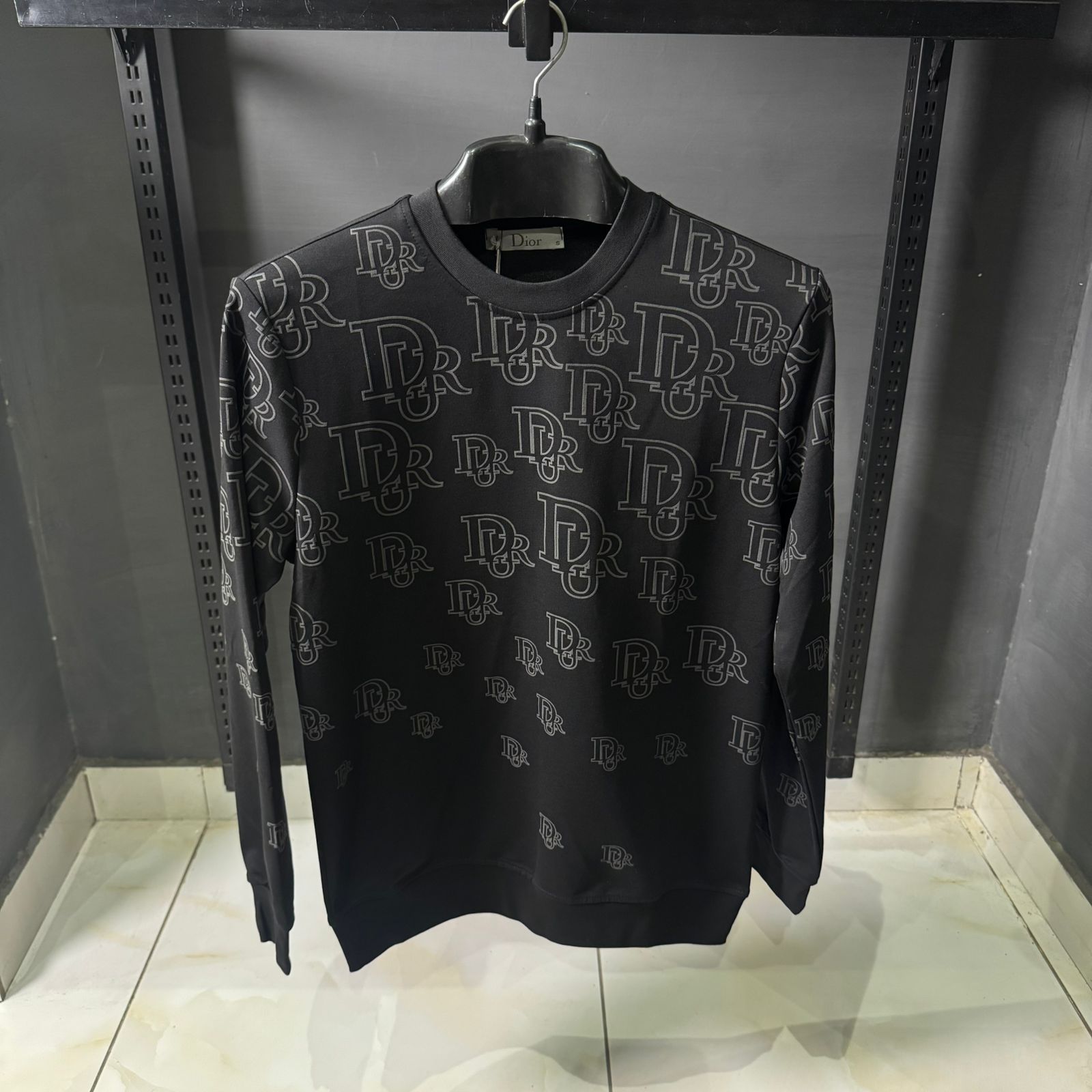 DR Black All Over Monogram Crewneck Sweatshirt