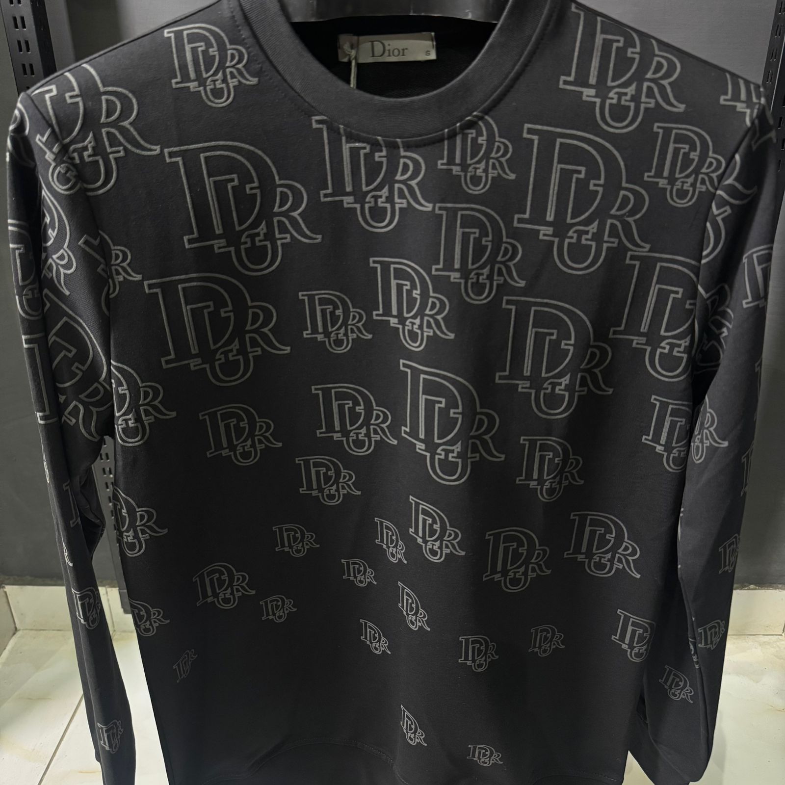 DR Black All Over Monogram Crewneck Sweatshirt - Image 2