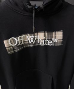 Alternative view of OffW Black Plaid Patch Logo Hoodie