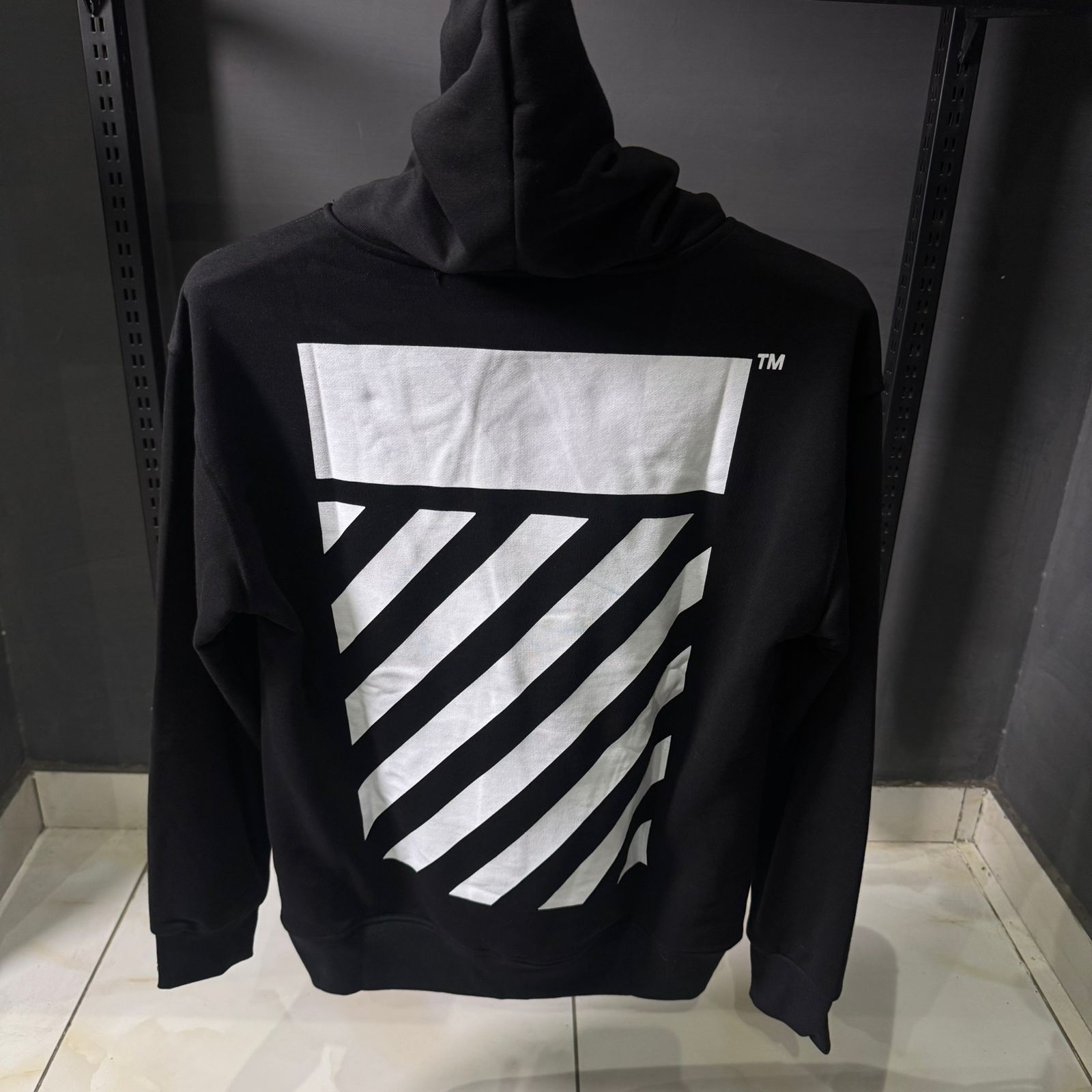 OffW Black Plaid Patch Logo Hoodie - Image 3