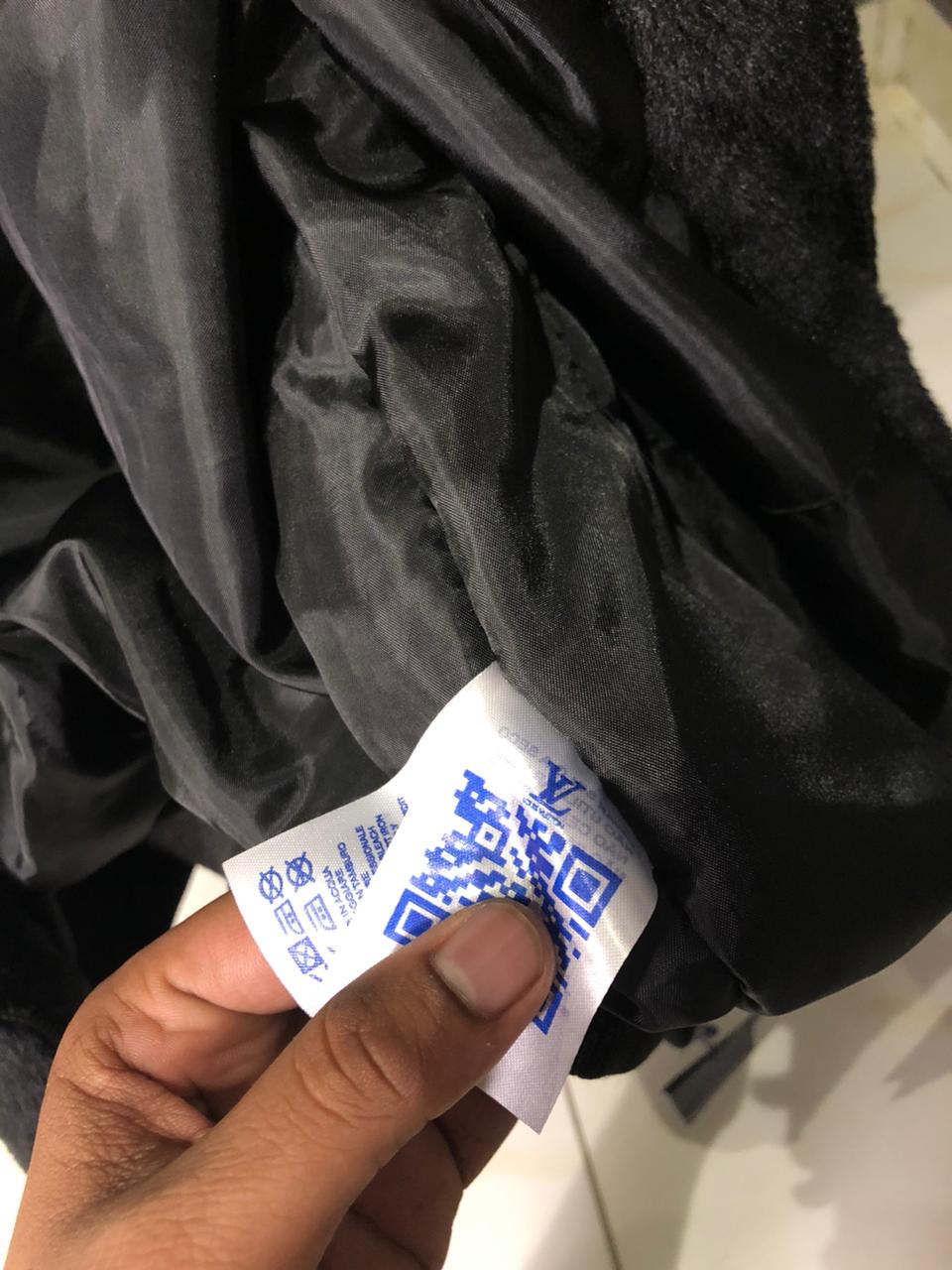 Louis V Inspired Monogram Faux Fur Jacket Black - Image 5