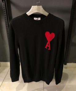 Ami Black Heart Logo Crewneck Sweater