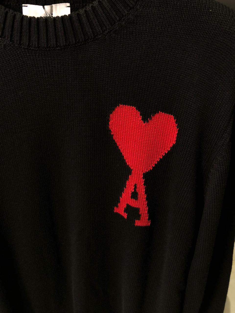 Ami Black Heart Logo Crewneck Sweater - Image 2