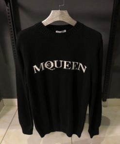 Alexander McQueen Black Logo Intarsia Knit Jumper