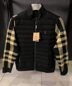 BR Style Check Sleeve Quilted Puffer Jacket