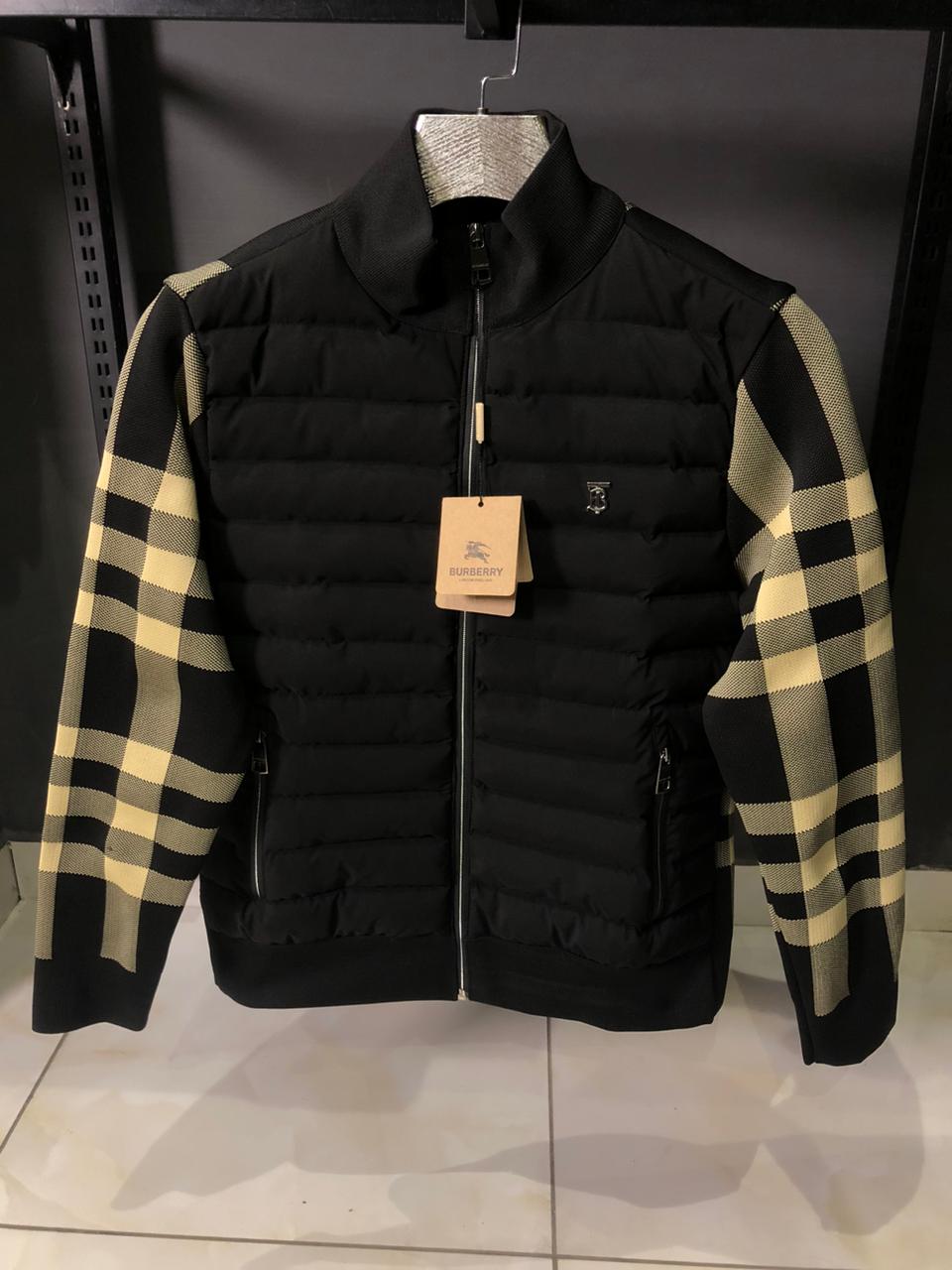 BR Style Check Sleeve Quilted Puffer Jacket