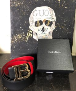 Alternative view of BLM Buckle Leather Belt Black with Red Inner