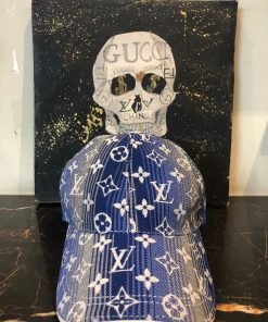 Louis V Monogram Jacquard Striped Baseball Blue Cap