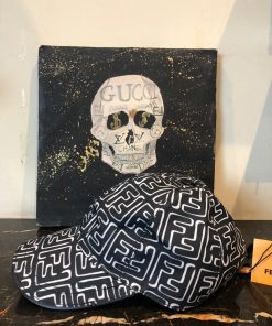 Alternative view of FF Geometric Monogram Print Black White Cap