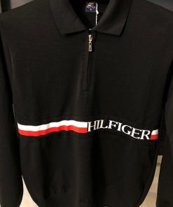 Alternative view of TH Global Stripe Quarter Zip Black Polo