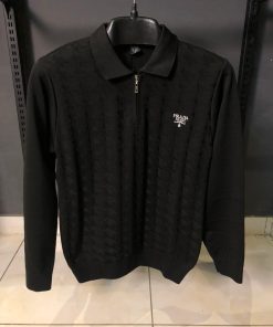 PD Milano Textured Knit Quarter Zip Polo