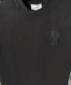 Alternative view of AMI Paris Black Embroidery T Shirt Black