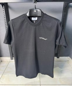 OFFW Logo Paint Splatter Graphic Black T Shirt