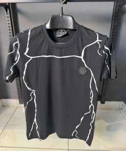 Philipp P Marble Lightning Skull Graphic T Shirt