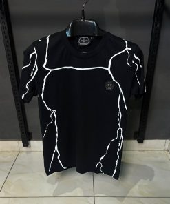 Philipp P Marble Lightning Skull Graphic T Shirt