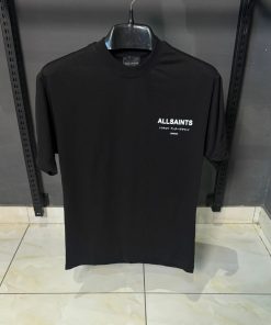 AllSaints London Logo Cotton Black T Shirt
