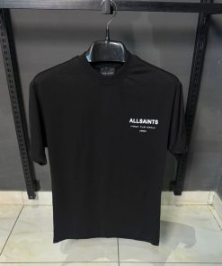 AllSaints London Logo Cotton Black T Shirt