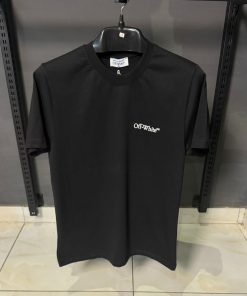 OFFW Logo Paint Splatter Graphic Black T Shirt