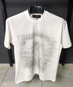 AR White Sketch Graphic T Shirt