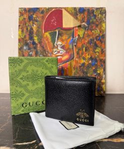 GC Animalier Leather Biofold Wallet with Bee Logo