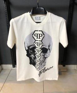 Philipp Plein Monogram Skull Graphic White T-Shirt